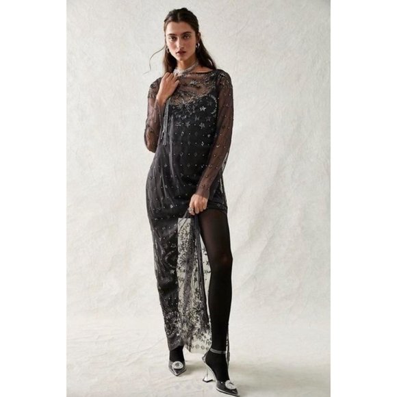 Free People Black Magic Midi Dress Size Small